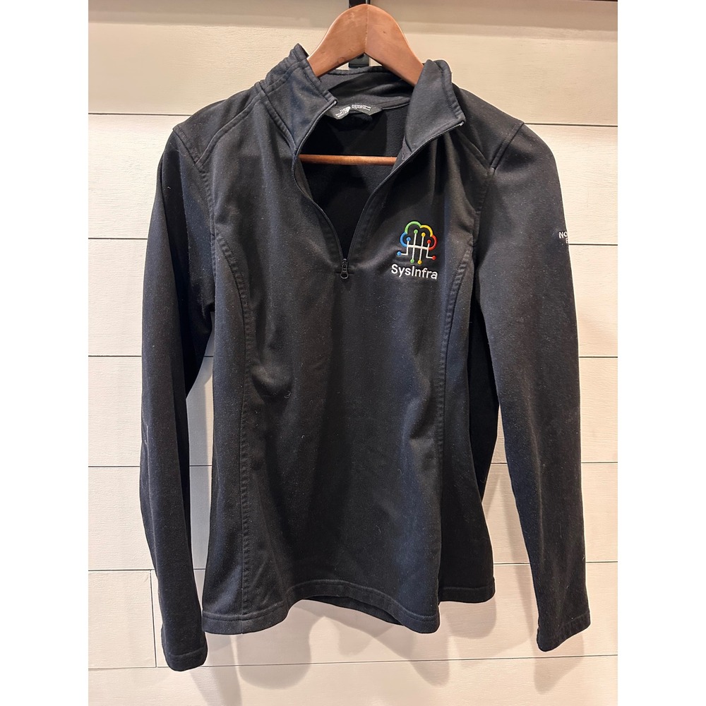 The North Face Womens Black Quarter Zip Fleece Pullover SysInfra Logo Size M